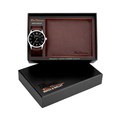 Men's brown watch and wallet gift set bs124g